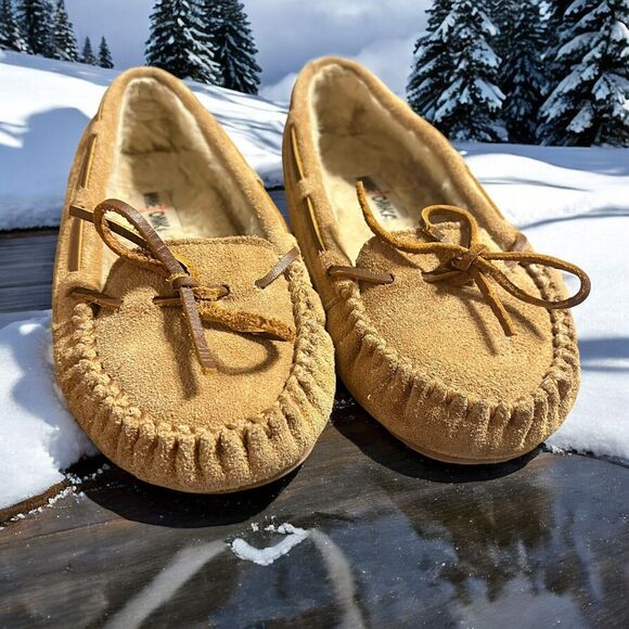 Minnetonka Trapper Women's Leather Fur Lined Moccasins Size 6 - Picture 2 of 12